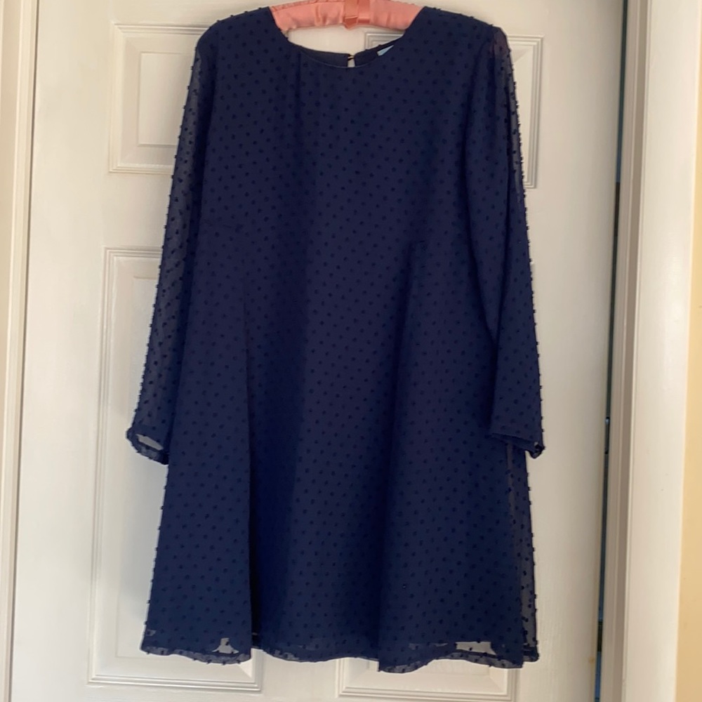 CeCe Navy Blue Dress with Navy Blue Dots Size 10